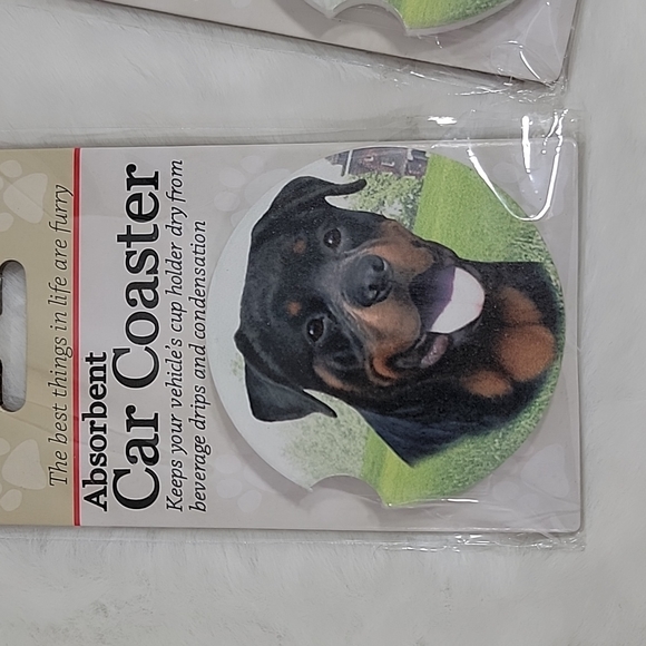 Rottweiler Set of 2 Absorbent Car Coaster - Picture 2 of 5
